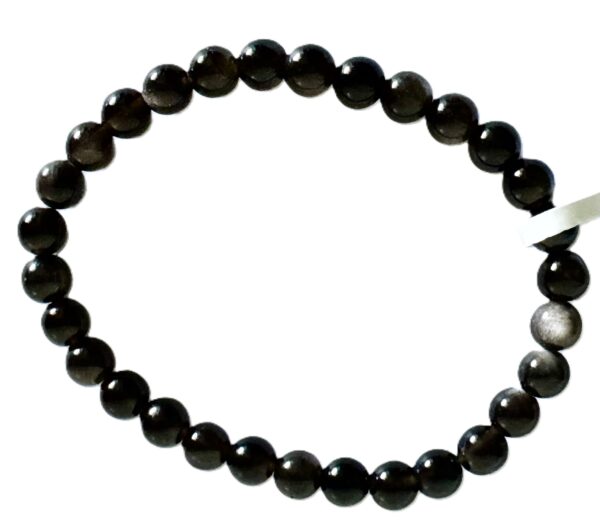 Bracelet Obsidienne Argentée 6 mm